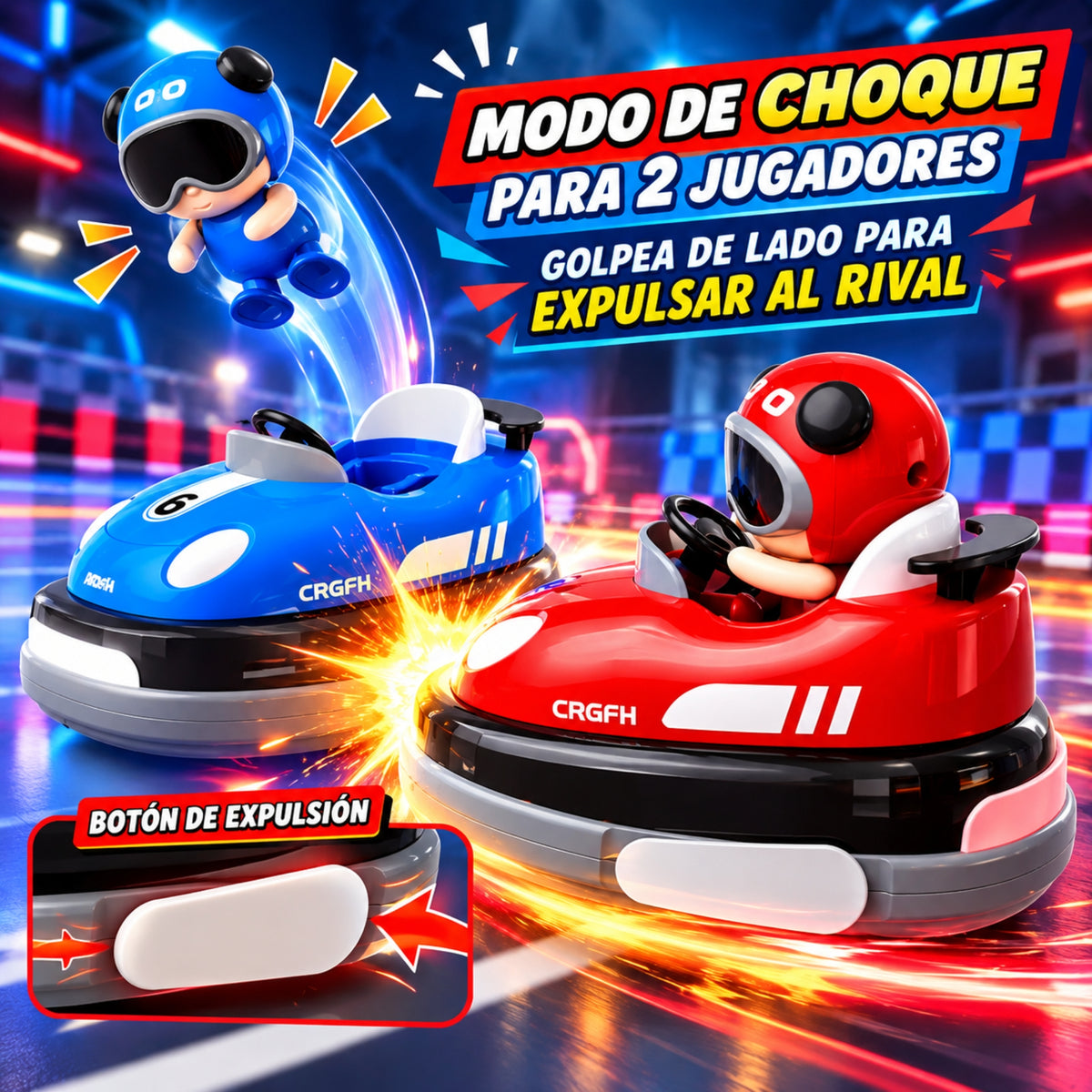 Set De 2 Carros Chocones Bumper Cars A Control Remoto Con Expulsión De Piloto