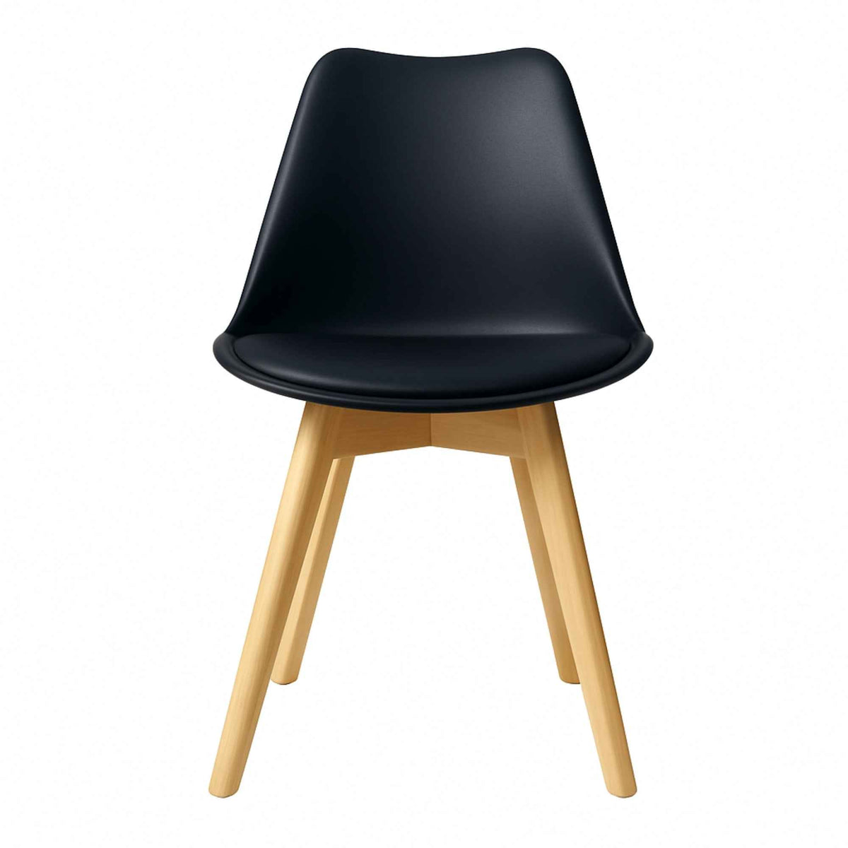 Silla Emma de diseño premium color negro con patas de madera para comedor