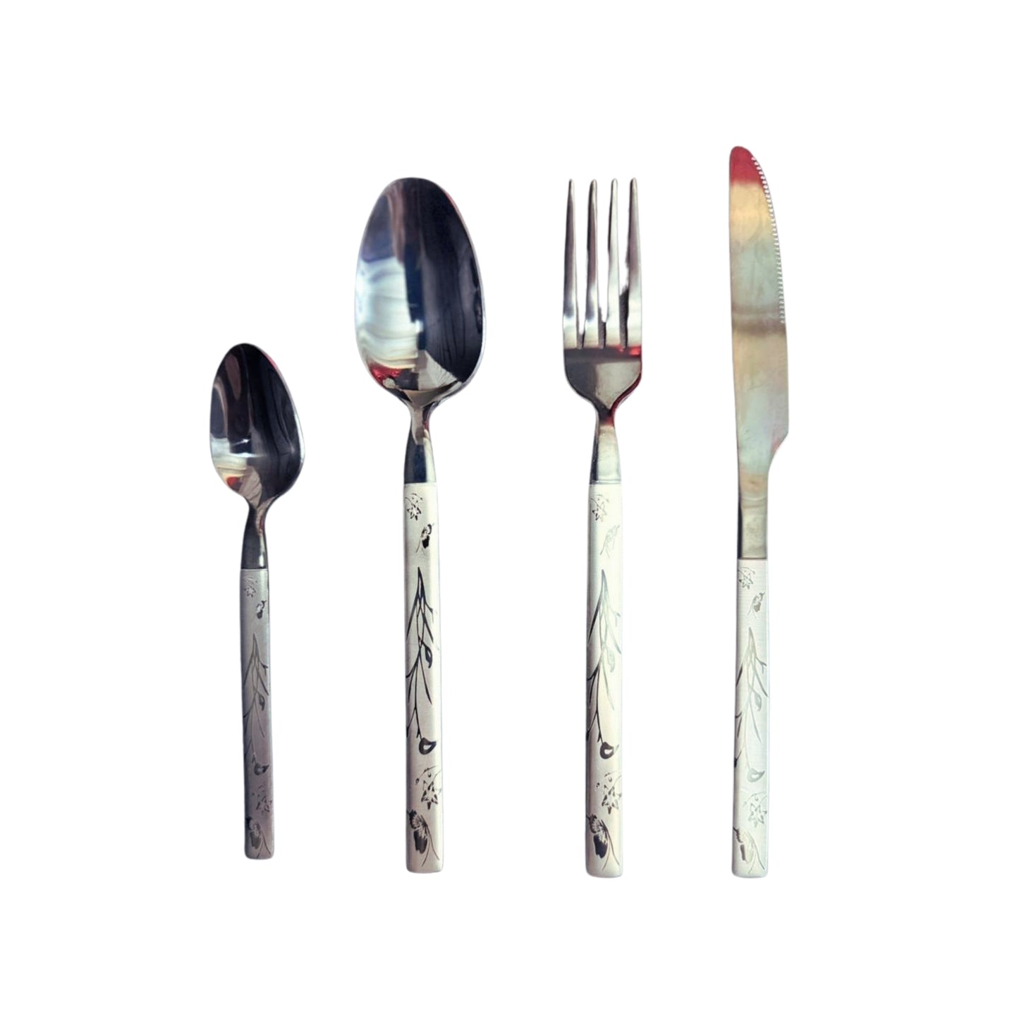 Set De Cubiertos 24 PIEZAS En Acero Inoxidable, Diseño Negro Cromado