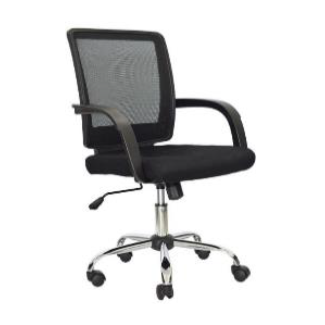 Silla secretarial ergonómica Baka negra con ruedas para oficina, escritorio o home office