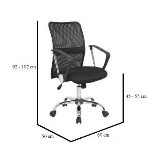 Vista lateral de silla IdeaSeat secretarial con base giratoria para escritorio o negocio