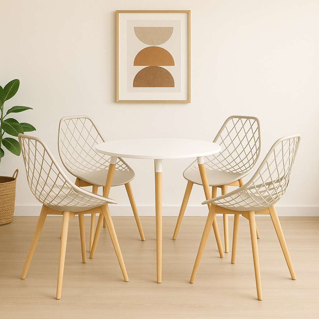 Combo Comedor de Mesa Emma Redonda 3 Patas - Con silla Turia