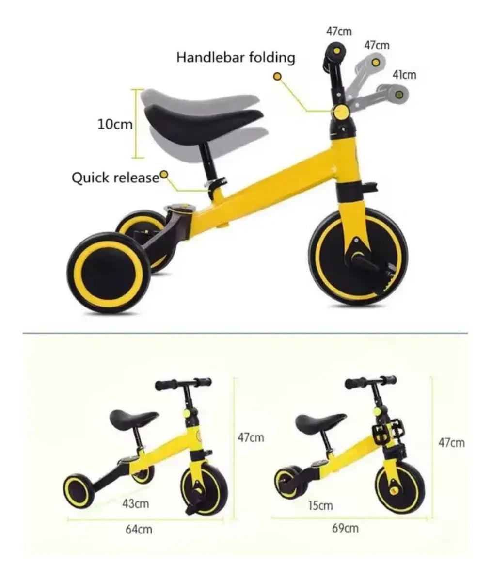 Triciclo Infantil 6 En 1 Ajustable Con Protector Y Manija