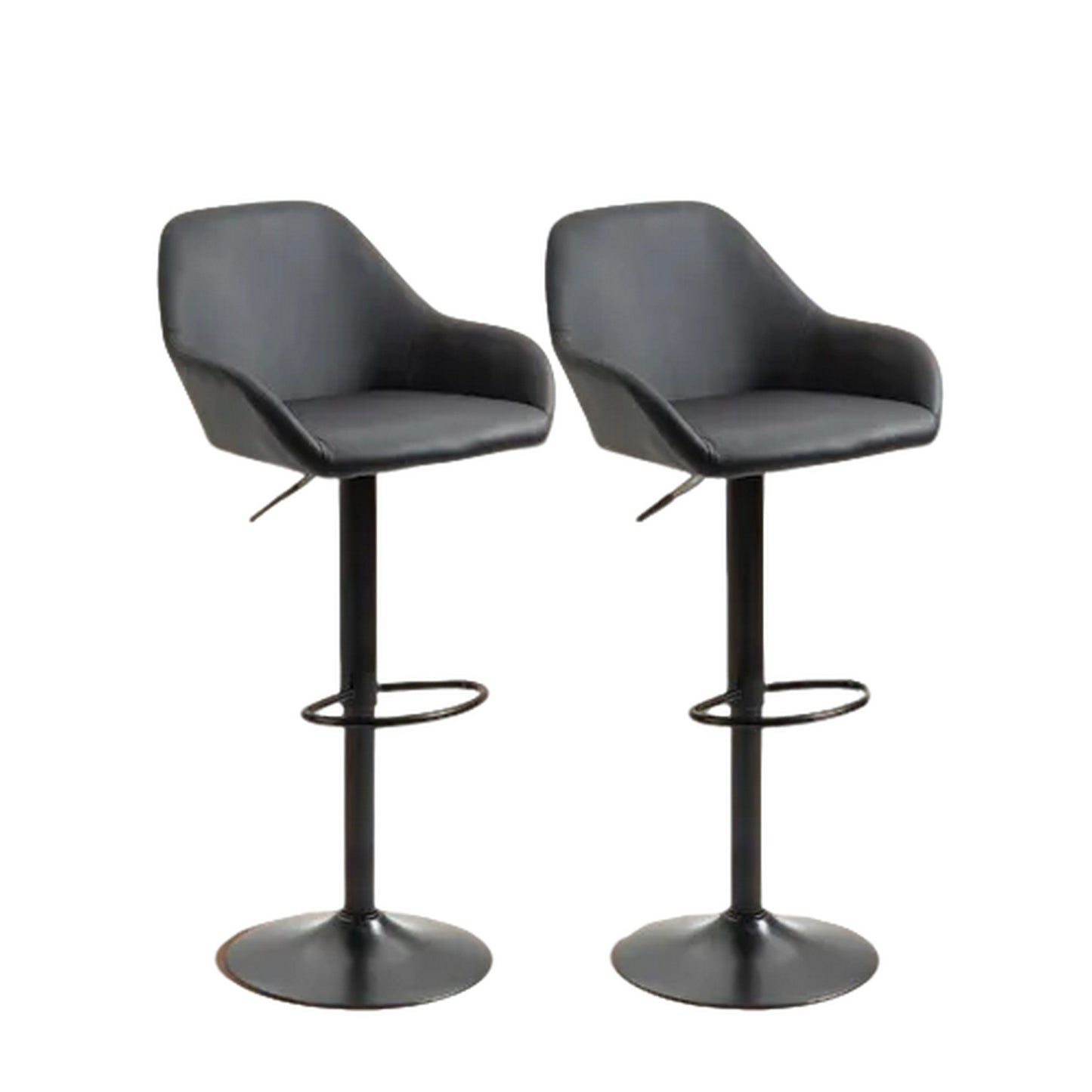 Silla Butaco Barra Tapizado En Cuero Tex Gris