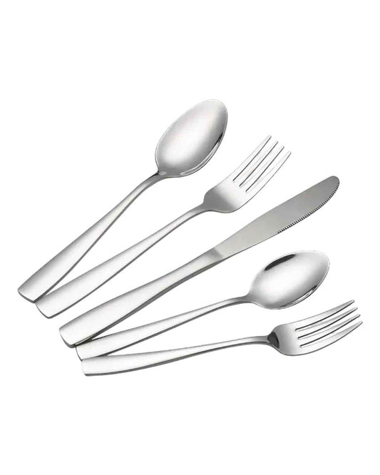 Cubiertos de acero inoxidable con cucharas, tenedores y cuchillos para hogar o negocio