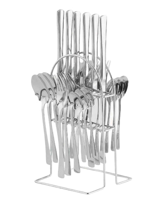 Juego de cubiertos 24 piezas con soporte organizador para hogar o restaurante