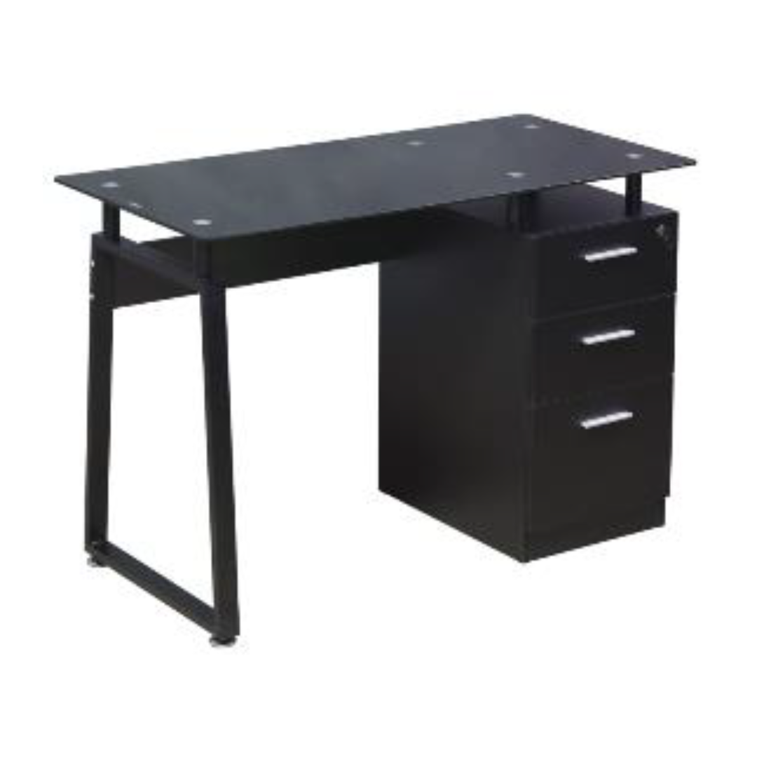 Escritorio con cajonera TeenDesk vidrio, ideal para home office, habitación y espacios de trabajo