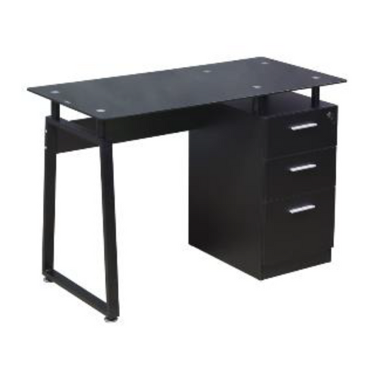 Escritorio con cajonera TeenDesk vidrio, ideal para home office, habitación y espacios de trabajo