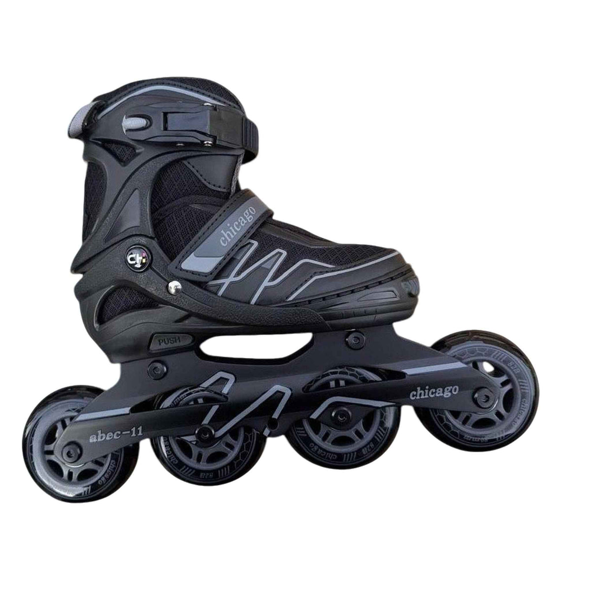 Patines Chicago negros semiprofesionales de bota dura para patinaje en línea