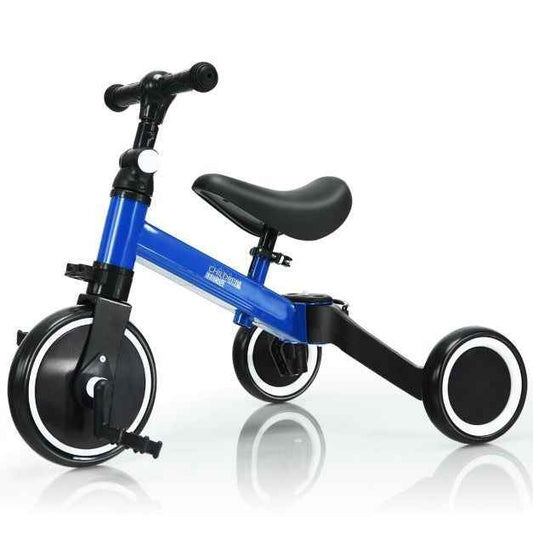 Triciclo de impulso 3 en 1 azul para aprendizaje y juego infantil