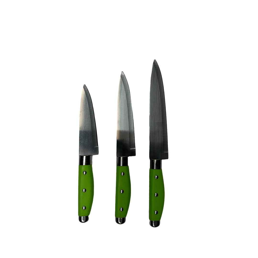 Set de cuchillos de cocina en acero inoxidable para hogar, comedor y preparación diaria