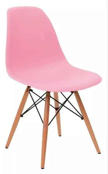 Silla Eames rosada en polipropileno para hogar, cafetería o negocio
