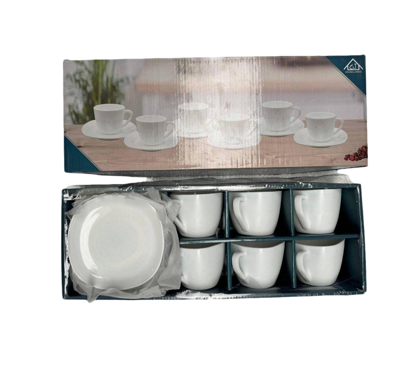Juego Pocillo Plato Cuadrado Juego x 12