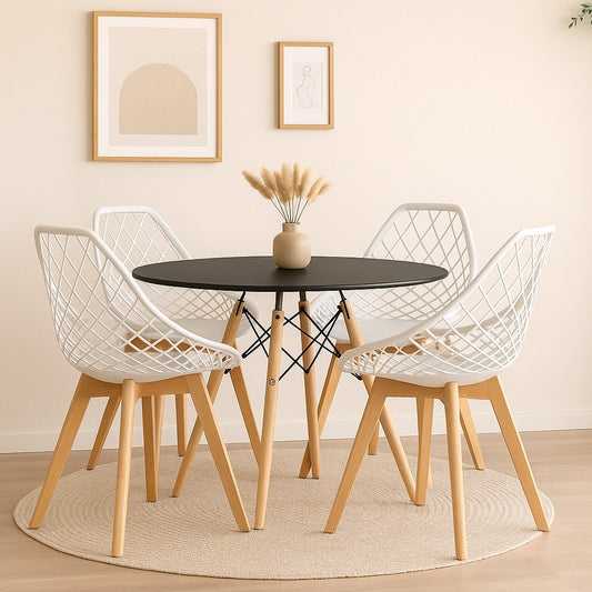 Juego de comedor circular Eames con sillas Turia para cocina y apartamento