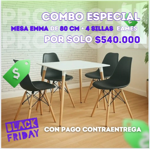 Comedor Minimalista Mesa EMMA Con sillas Eames