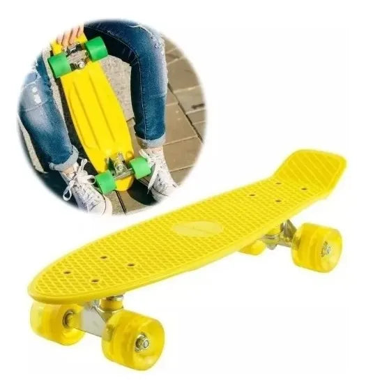 Patineta Skate Penny Mini Long Board Llanta Goma, Con Luces