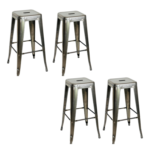 TABURETE METÁLICO TOLIX SIN PINTURA, SET x4