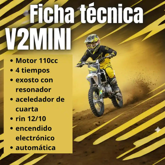 Moto Motocross Gasolina V2 Mini 110cc Rin 12/10