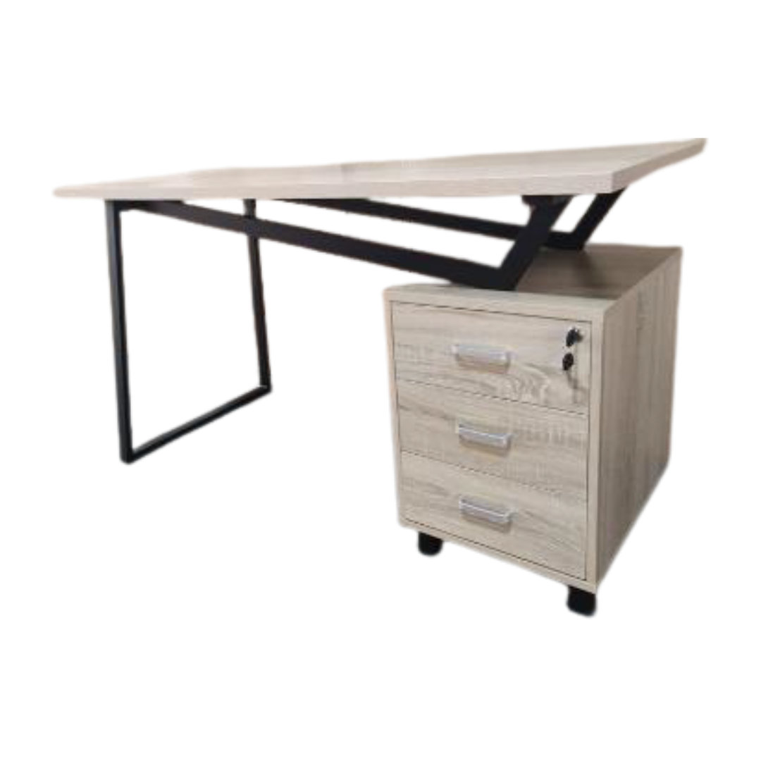 Escritorio en madera OAK para computador, oficina, estudio y trabajo en casa