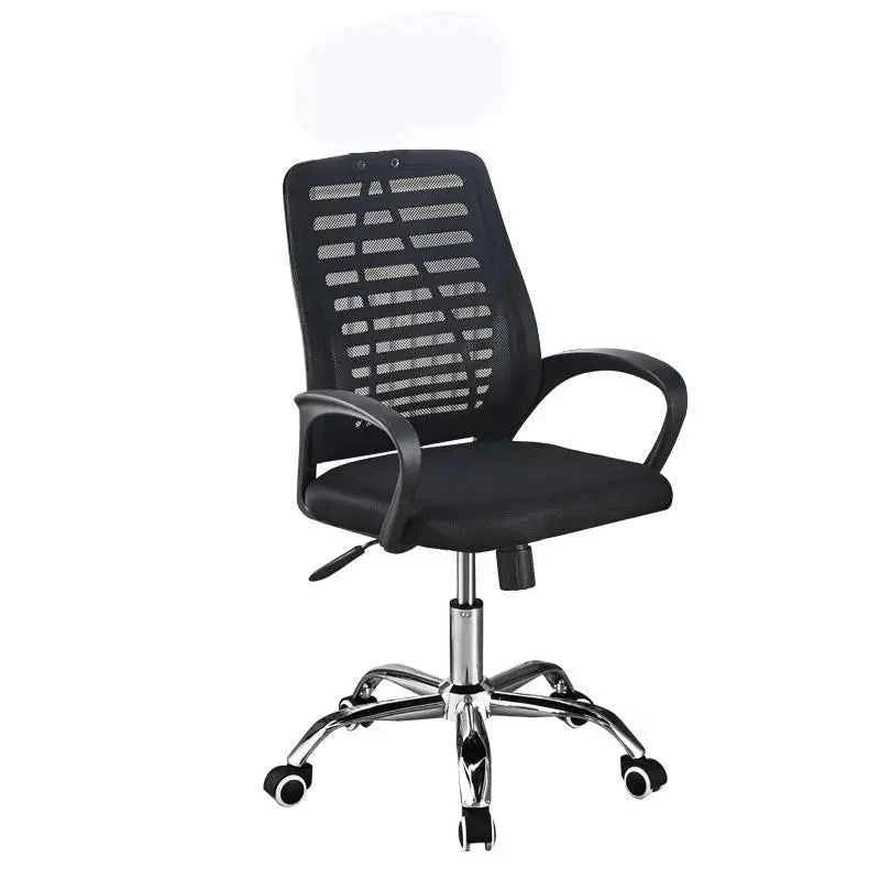 Vista lateral de silla de escritorio negra económica para negocio o trabajo en casa