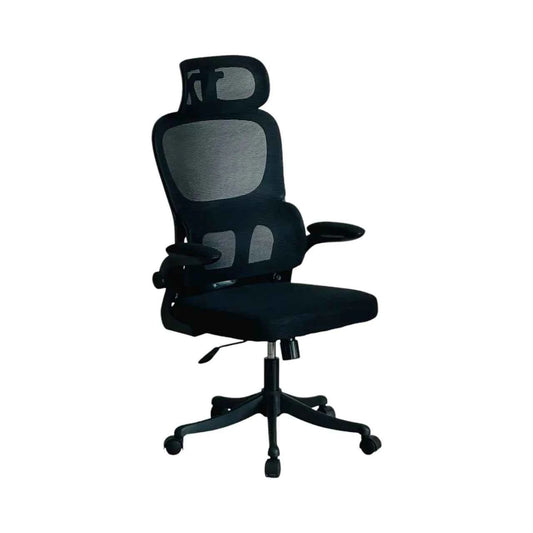 Silla ejecutiva ergonómica negra con ruedas para oficina o home office
