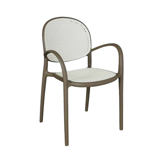 Silla Verano tipo mimbre con brazos, ideal para balcón, jardín y espacios exteriores