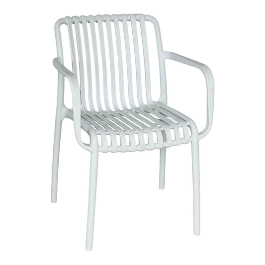 Silla Bistro blanca con brazos para exteriores, cafeterías, hogar y espacios comerciales