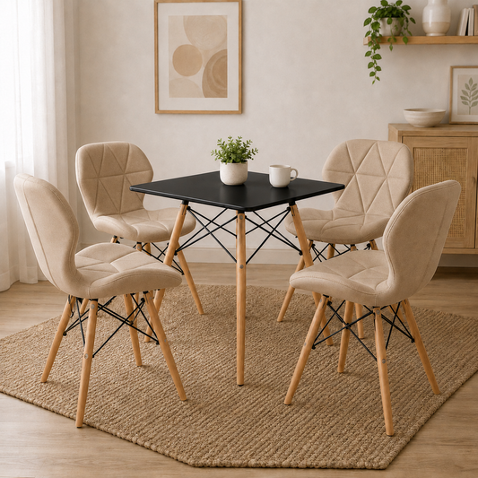 Mesa cuadrada de comedor con sillas Mariposa para hogar