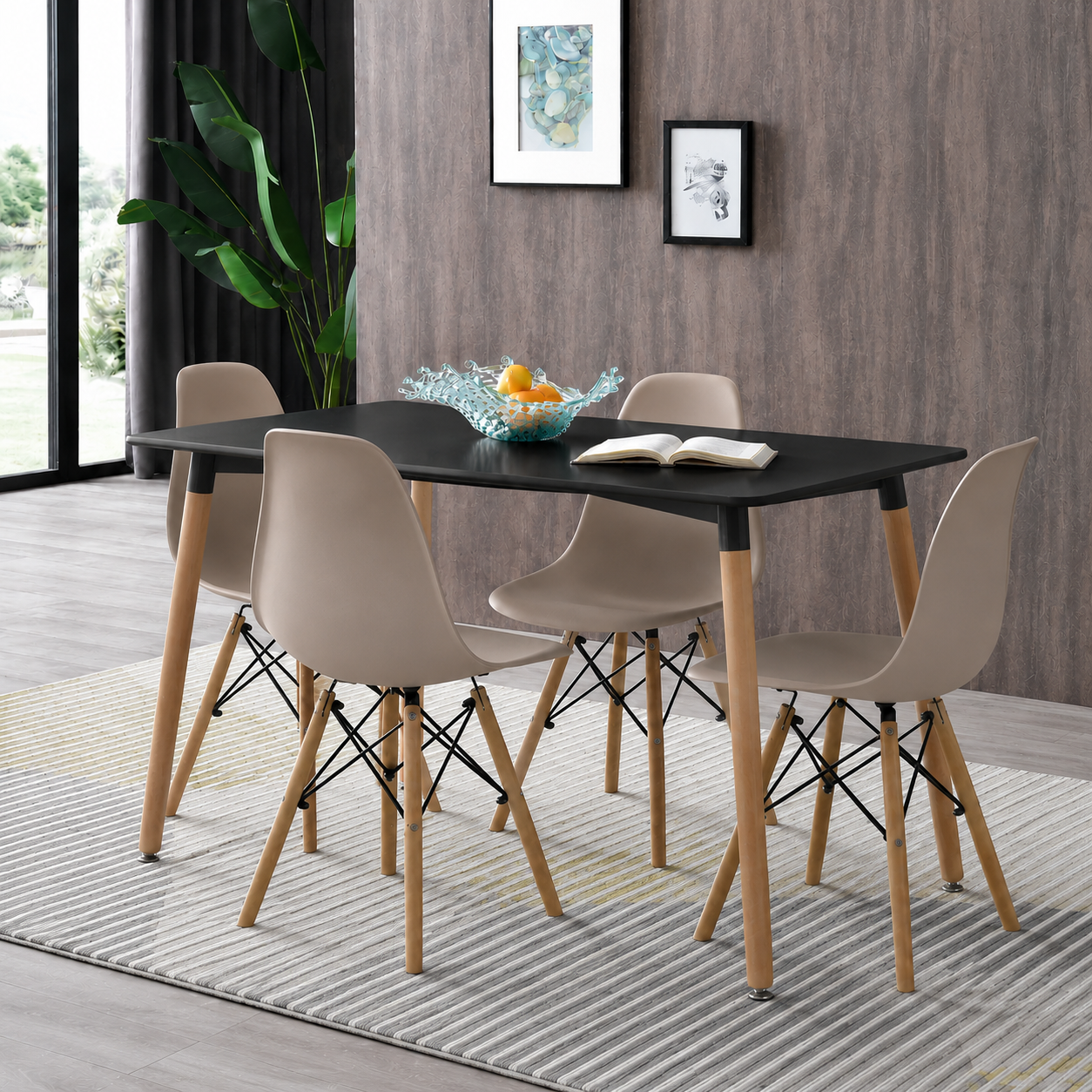 Comedor moderno rectangular con sillas Eames estándar para apartamento