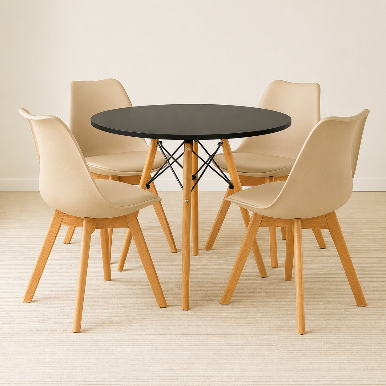 Comedor Moderno 4 Puestos Tipo Eames + Silla Emma Premium