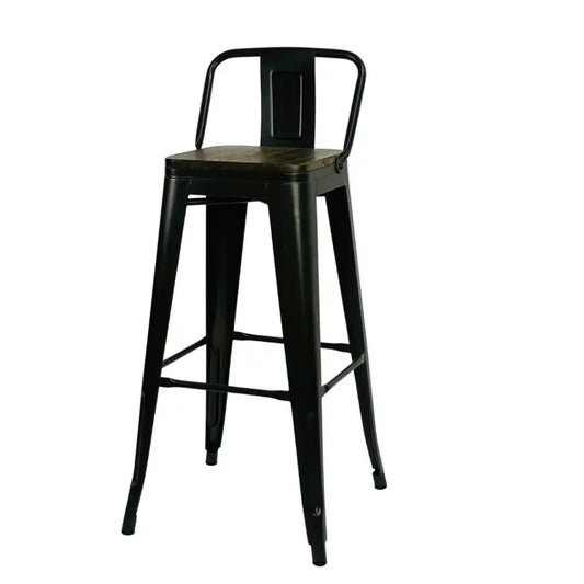 TABURETE METALICO TOLIX CON ESPALDAR ASIENTO MADERA