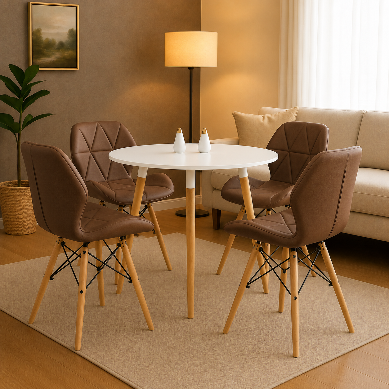 Mesa Emma 3 soportes con sillas Mariposa para cocina
