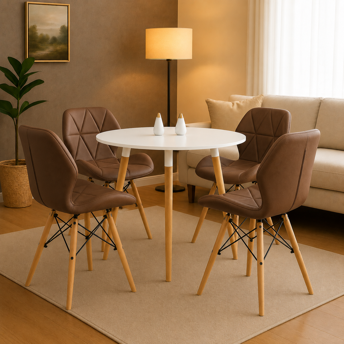 Mesa Emma 3 soportes con sillas Mariposa para cocina