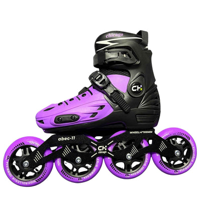 Patines semiprofesionales morados de bota dura para patinaje en línea