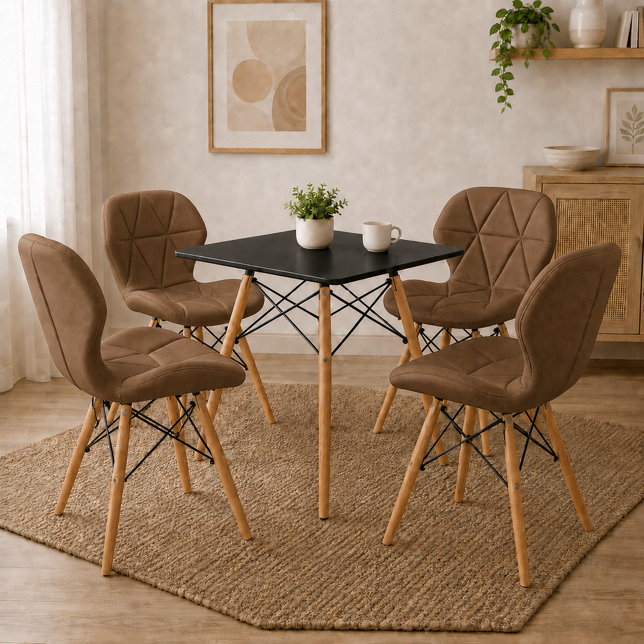Comedor Mesa Cuadrada con Sillas Mariposa Premium