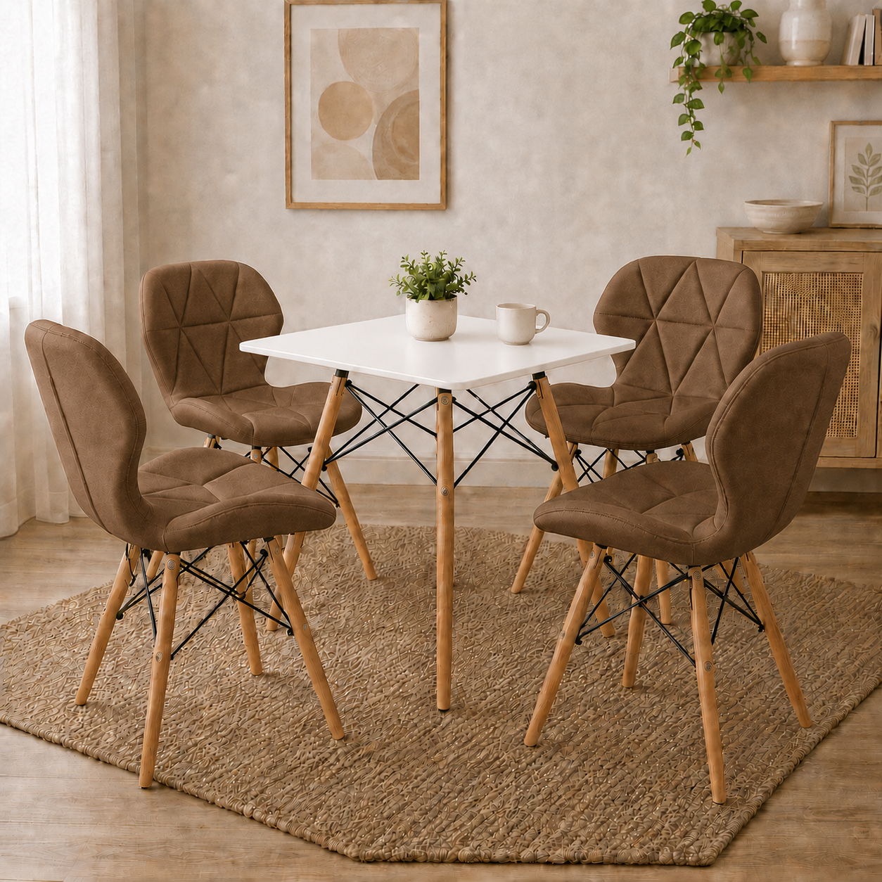 Comedor Mesa Cuadrada con Sillas Mariposa Premium