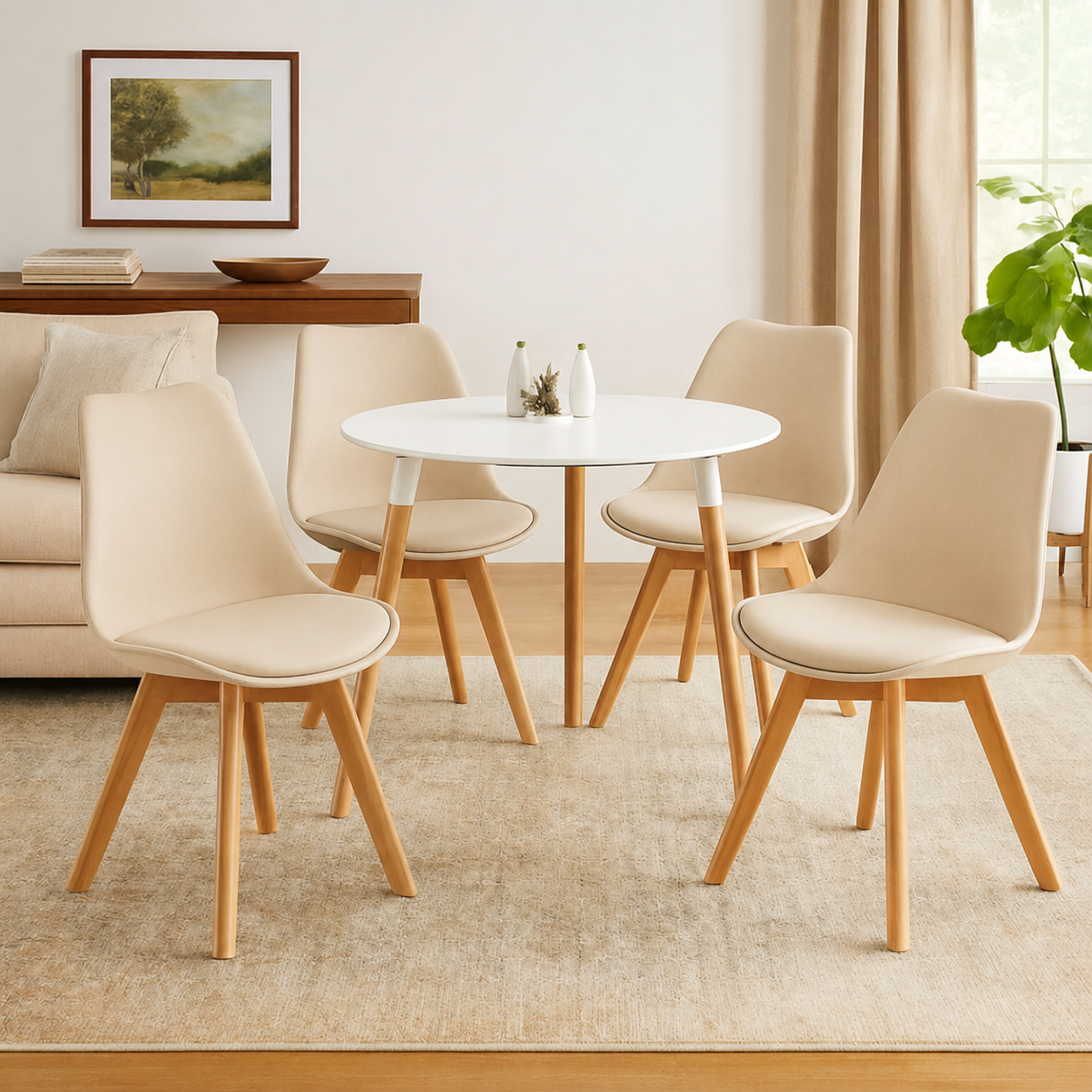 Comedor Minimalista Redondo (3 soportes) Con Silla Emma Premium