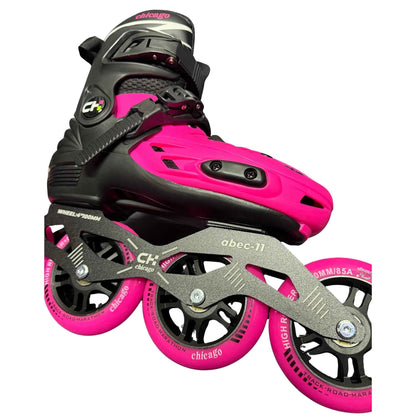 Patines semiprofesionales rosados con ruedas en línea para jóvenes