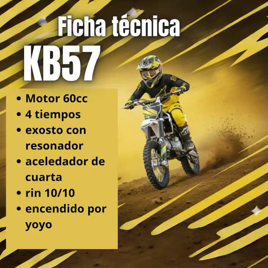 Moto Motocross Gasolina Moto KB57 60cc Rin 10/10 4t