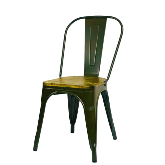 Silla Metálica Tolix Asiento Madera
