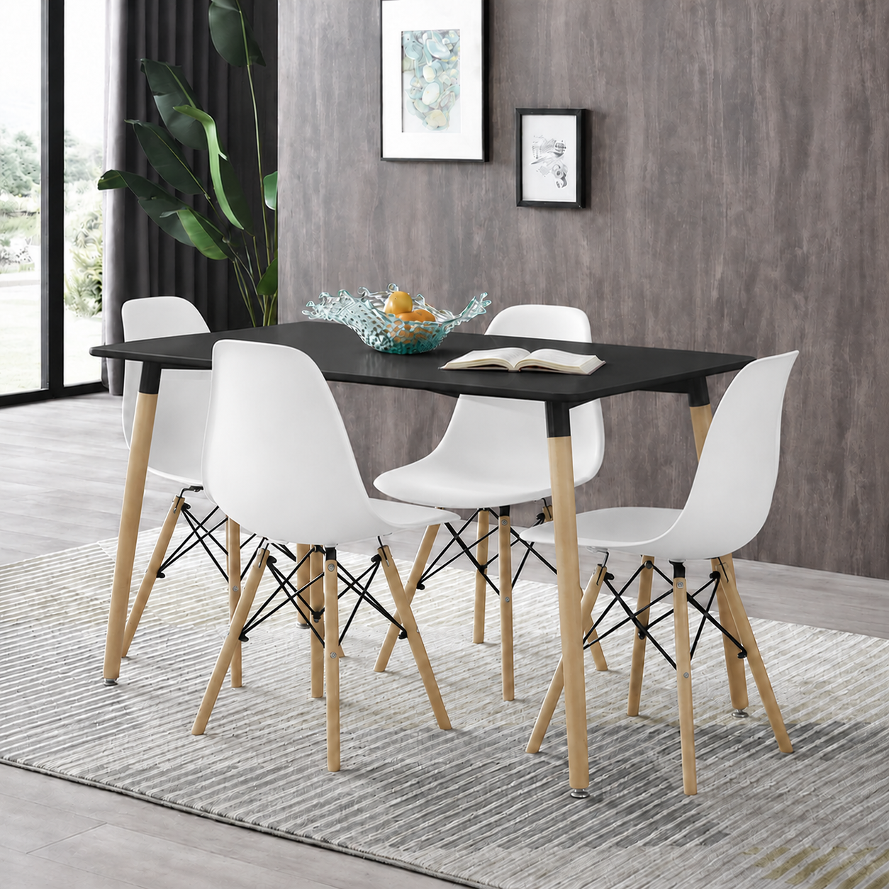 Juego de comedor rectangular con sillas Eames para sala comedor