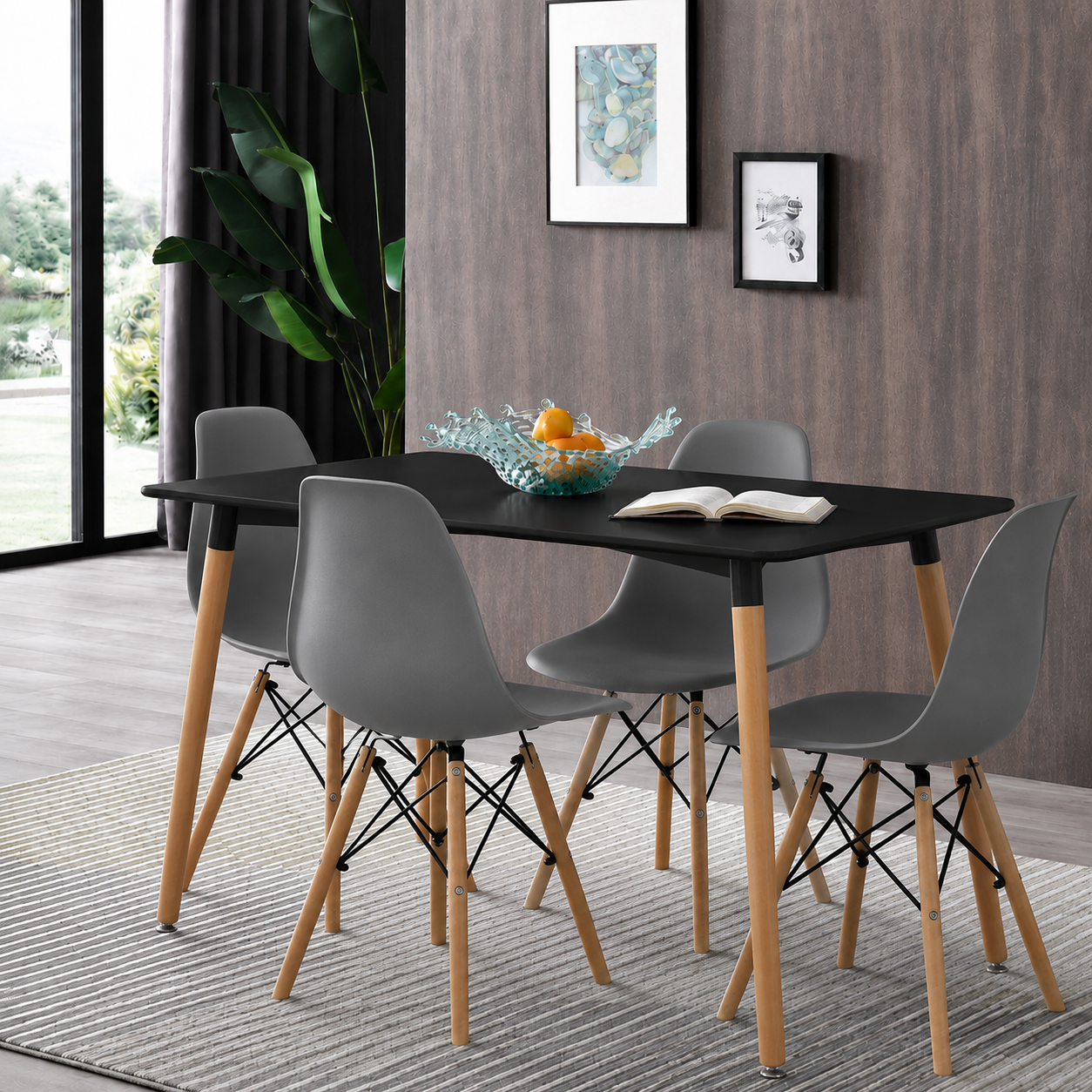Comedor rectangular con sillas Eames estándar para hogar moderno