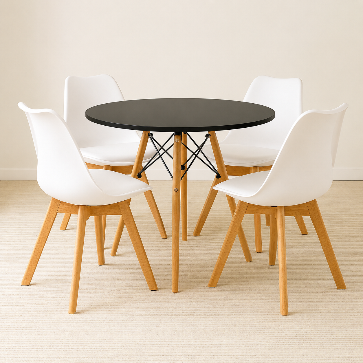 Comedor Moderno 4 Puestos Tipo Eames + Silla Emma Premium