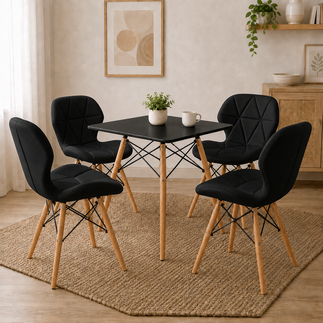 Comedor Mesa Cuadrada con Sillas Mariposa Premium