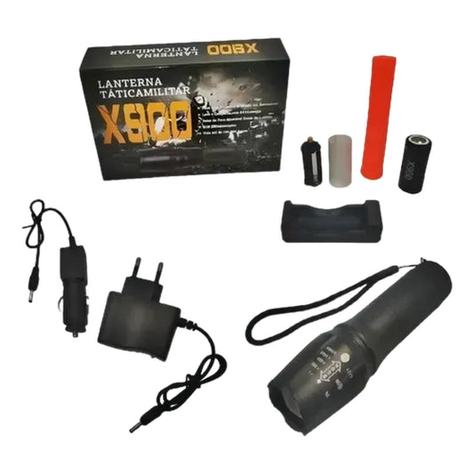 Linterna táctica militar recargable ultra potente con zoom X900