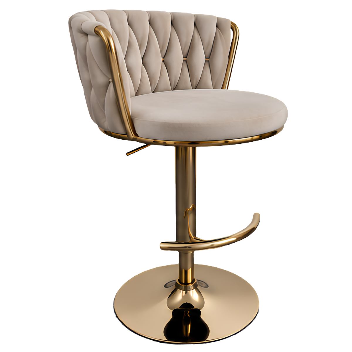 Silla Hogar Giratoria Capitoné de Espaldar Envolvente con Base Dorada