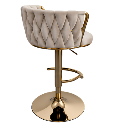 Silla Hogar Giratoria Capitoné de Espaldar Envolvente con Base Dorada