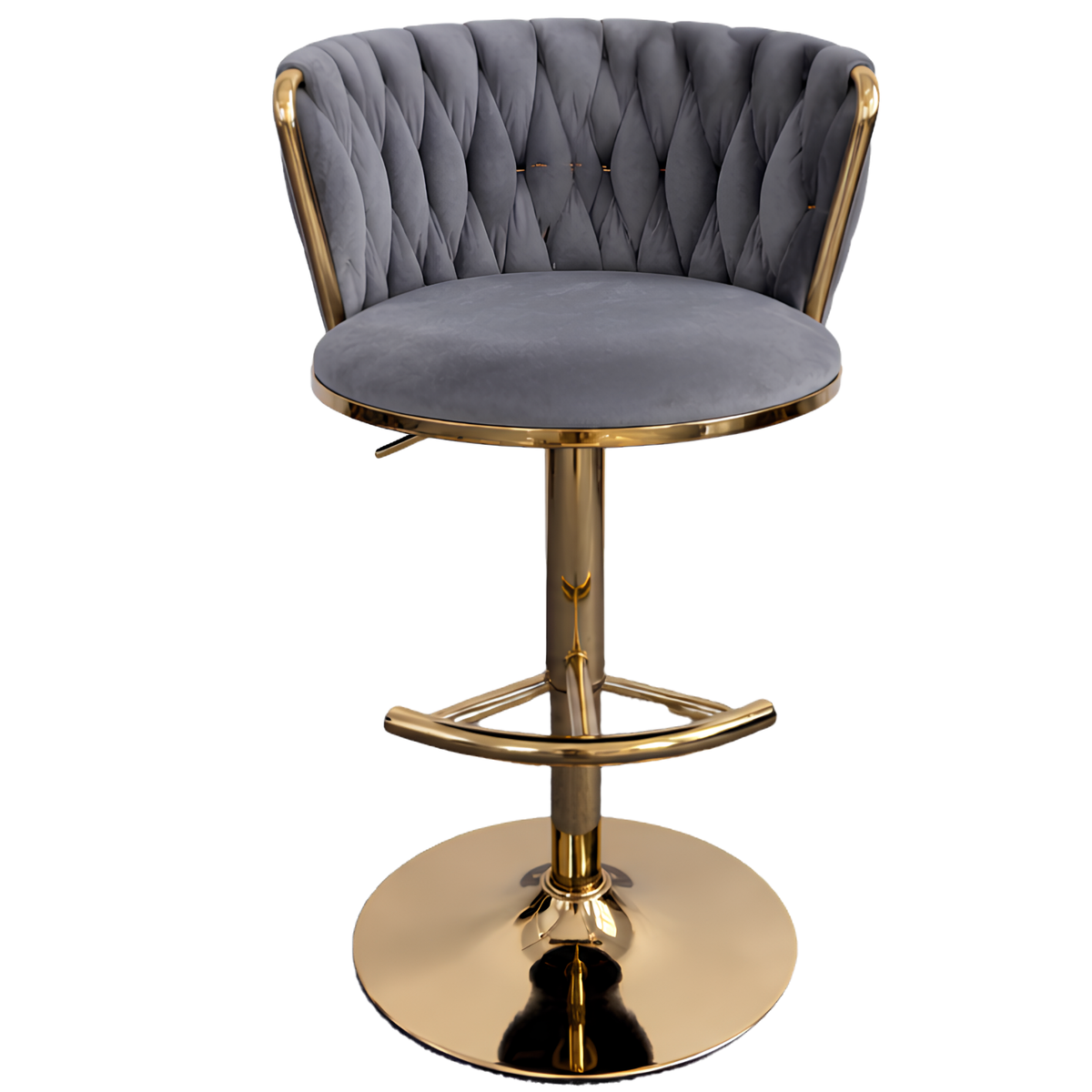 Silla Hogar Giratoria Capitoné de Espaldar Envolvente con Base Dorada