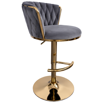 Silla Hogar Giratoria Capitoné de Espaldar Envolvente con Base Dorada