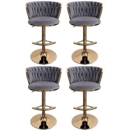 Silla Hogar Giratoria Capitoné de Espaldar Envolvente con Base Dorada